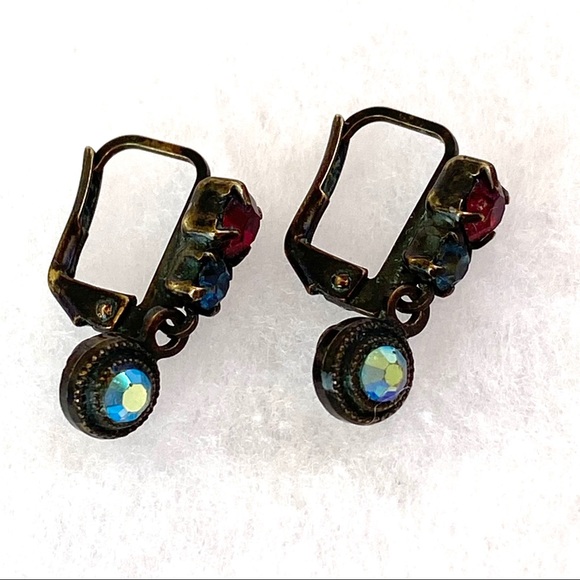 Sorrelli Red and Blue Crystal Earrings - Picture 6 of 13